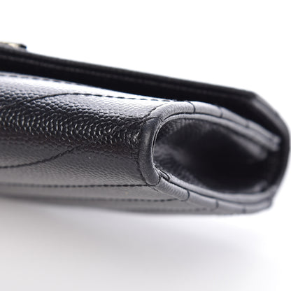Saint Laurent Grain De Poudre Matelasse Chevron Small Monogram Envelope Wallet Black 10 of 12