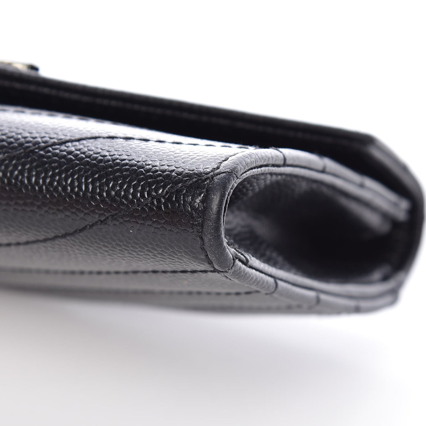 Grain De Poudre Matelasse Chevron Small Monogram Envelope Wallet Black
