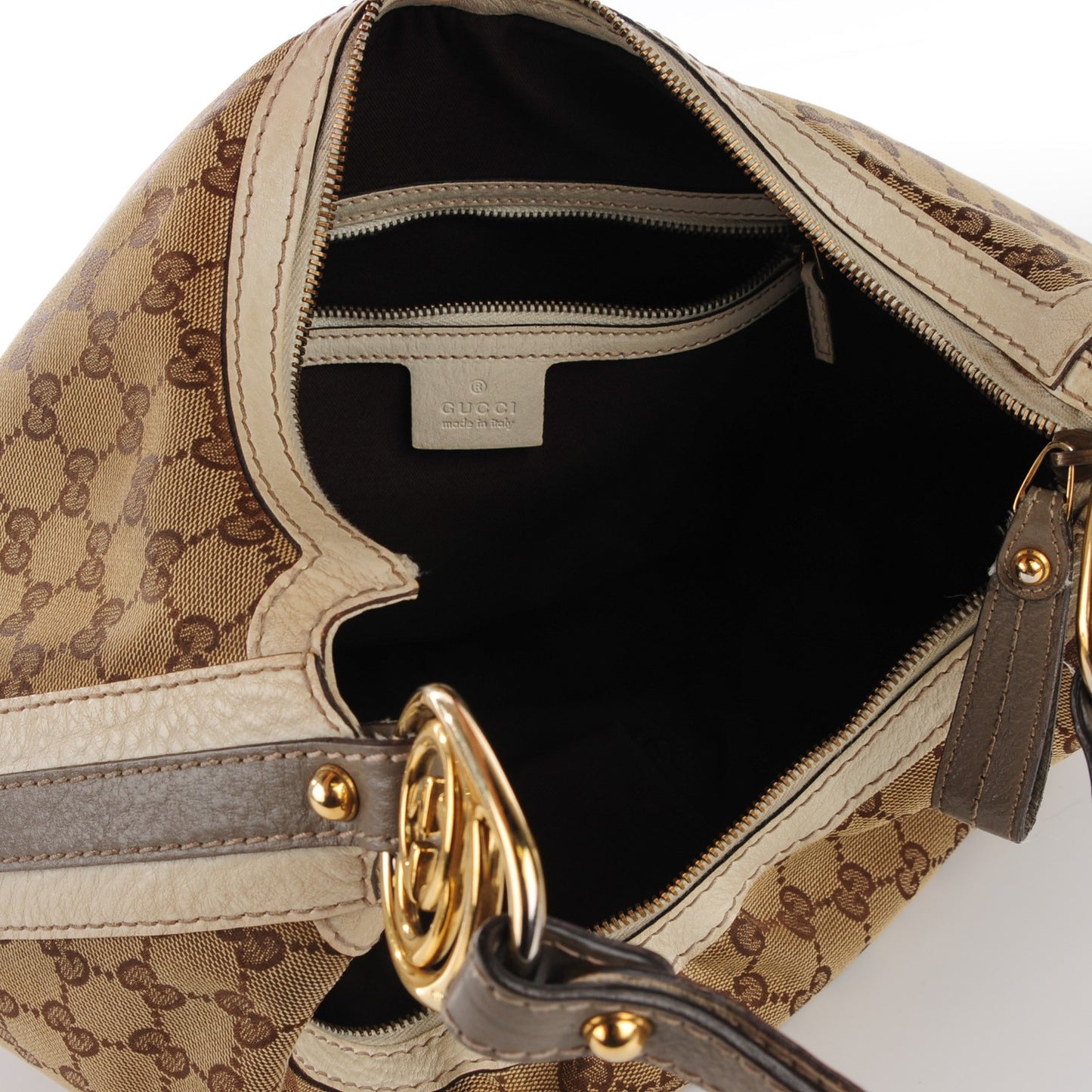 Monogram Medium Interlocking Hobo Off White