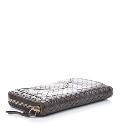 Bottega Veneta Nappa Intrecciato Zip Around Chain Wallet Ebano 4 of 20