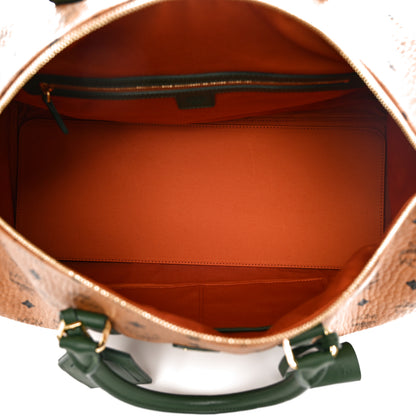 MCM Visetos Medium Traveler Weekender Duffle Bag Cognac Green 4 of 9