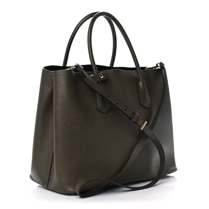 Prada Saffiano Cuir Medium Double Bag Militare 3 of 10