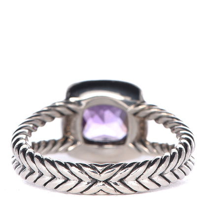 David Yurman Sterling Silver Diamond Amethyst 7mm Petite Albion Ring 57 8 4 of 5