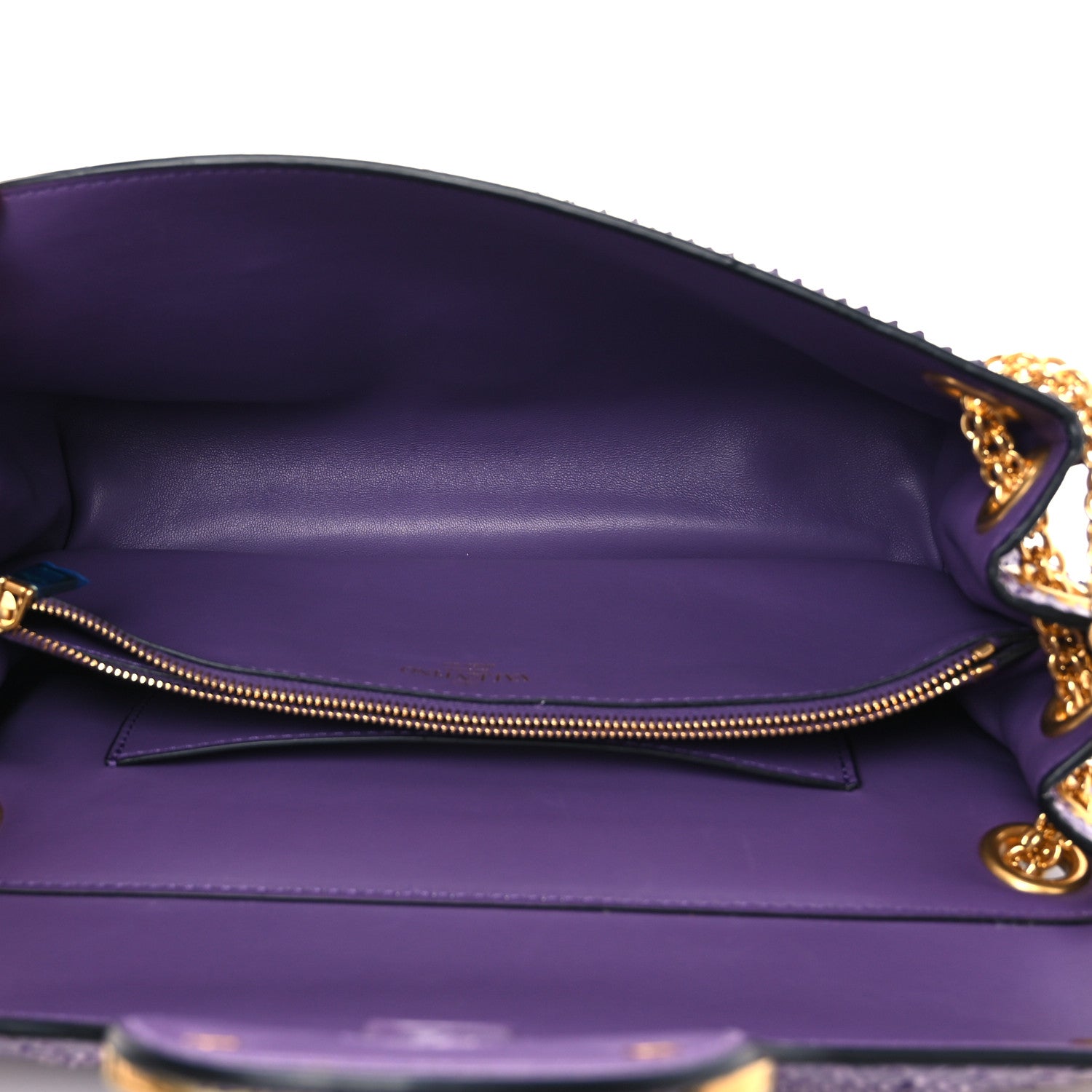 Valentino Garavani Snakeskin Stud Sign Shoulder Bag Purple 5 of 12