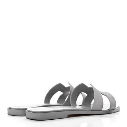 Hermes Epsom Oran Sandals 38 Bleu Glacier 4 of 10