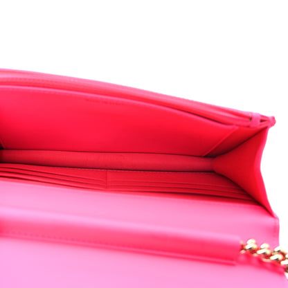 Chanel Patent Chevron Quilted Boy Wallet On Chain WOC Neon Pink 5 of 12