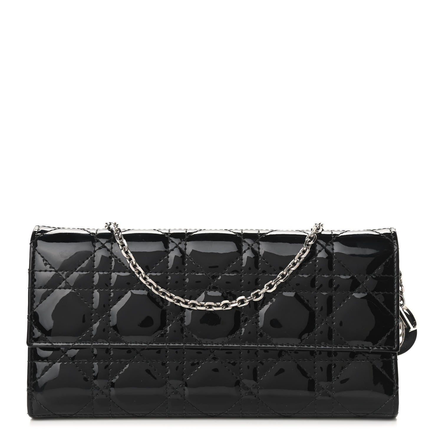 Christian Dior Patent Cannage Rendez-vous Chain Wallet Black 1 of 10