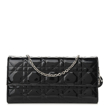 Christian Dior Patent Cannage Rendez-vous Chain Wallet Black 1 of 10