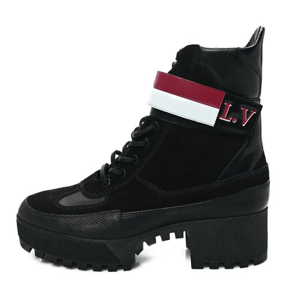 Louis Vuitton Suede Calfskin Laureate Platform Desert Boots 39 Black 1 of 8