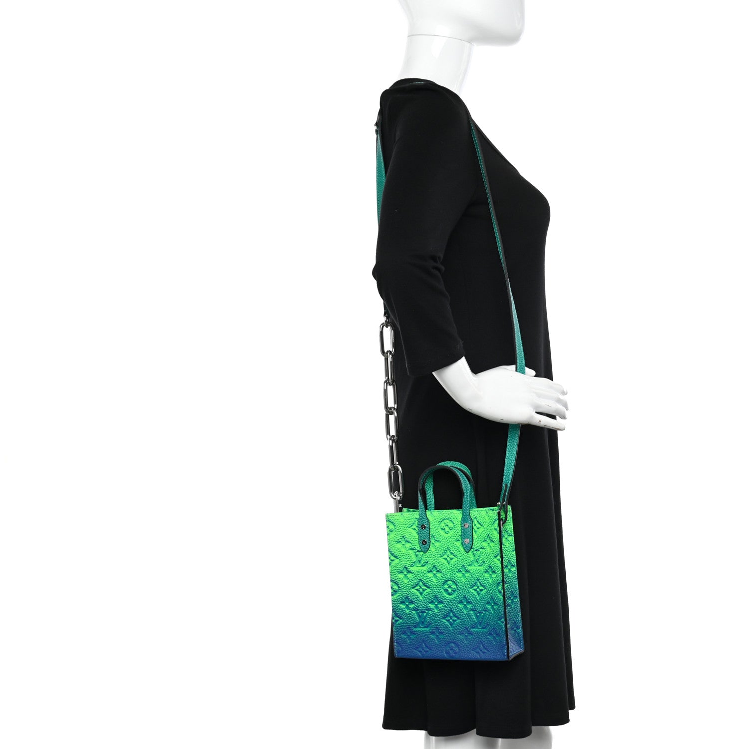 Louis Vuitton Taurillon Illusion Sac Plat XS Bleu Vert 2 of 9