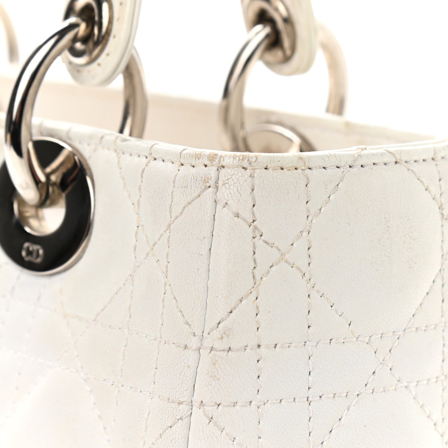 Lambskin Cannage Medium Lady Dior White