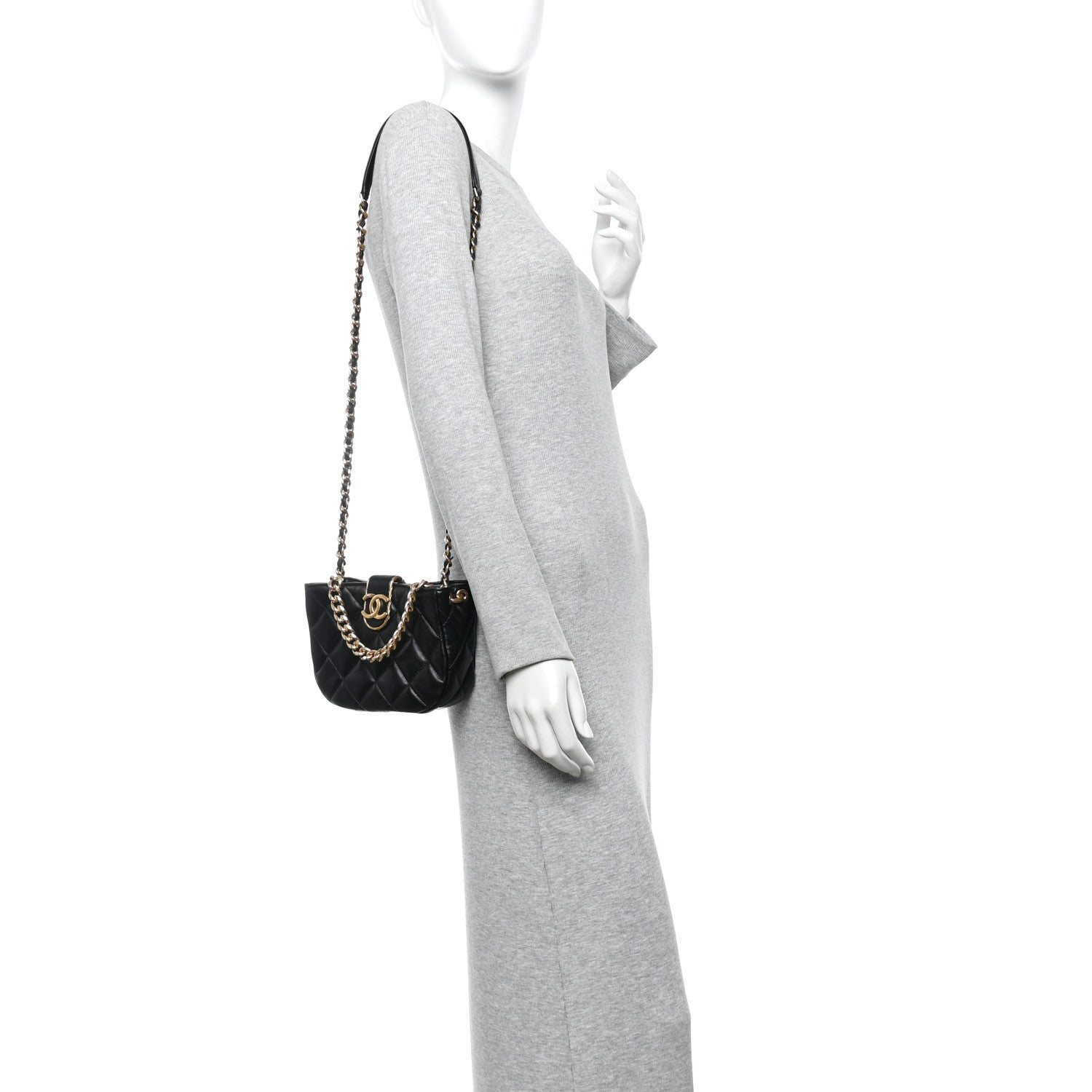 Chanel Lambskin Quilted Small Chain Hobo Black 2 of 11