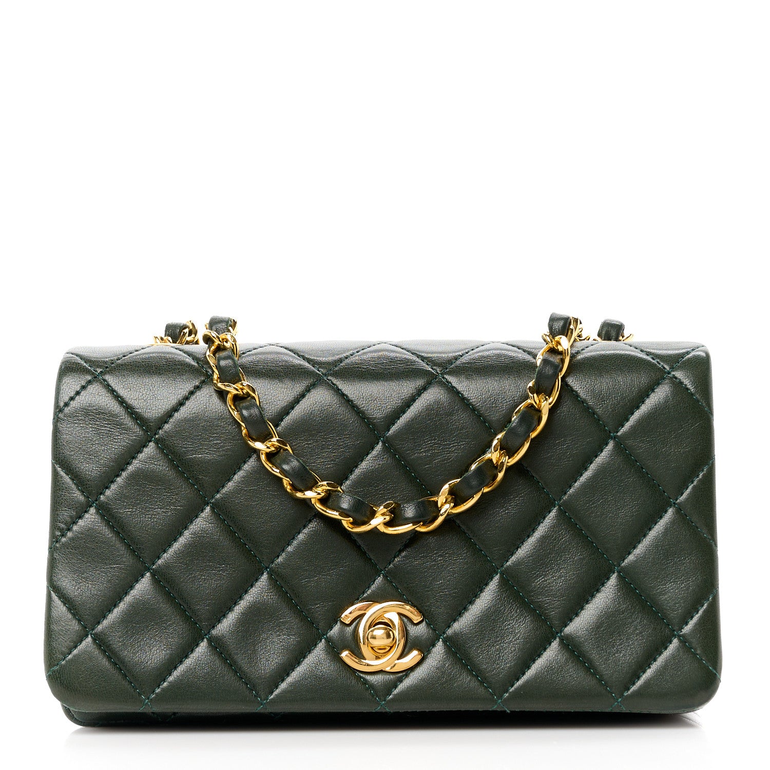 Chanel Lambskin Quilted Small Single Flap Green 1 of 11