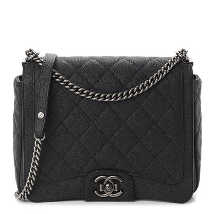 Chanel Washed Caviar Quilted Small Square Turn Around Ligne Flap Dark Grey 1 of 9