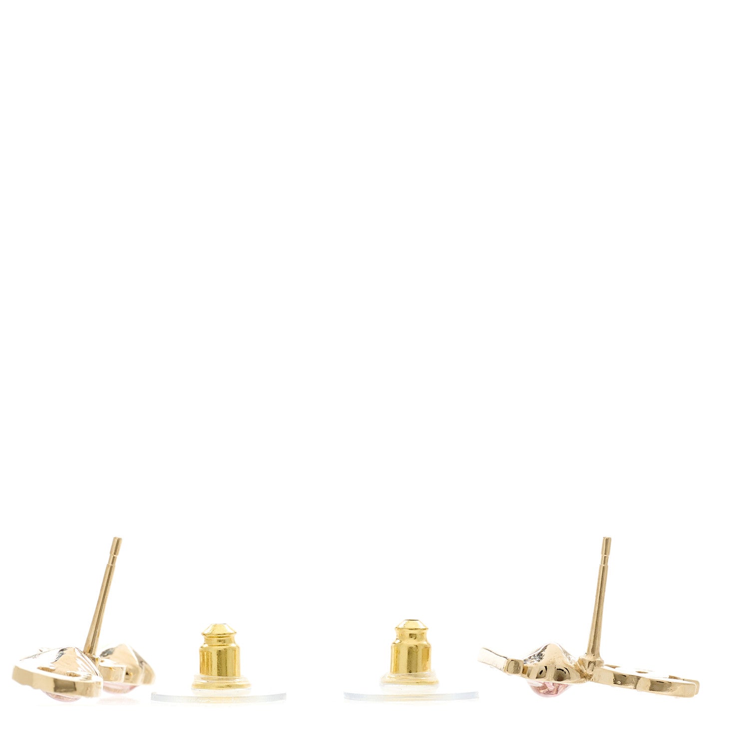 Chanel Metal Strass I Love Coco Heart Earrings Gold Pink 3 of 5