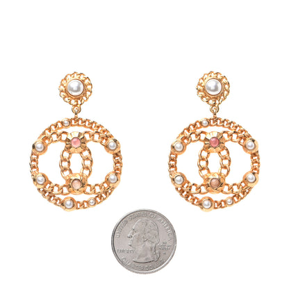 Chanel Pearl Gripoix CC Chain Drop Earrings Gold 2 of 6