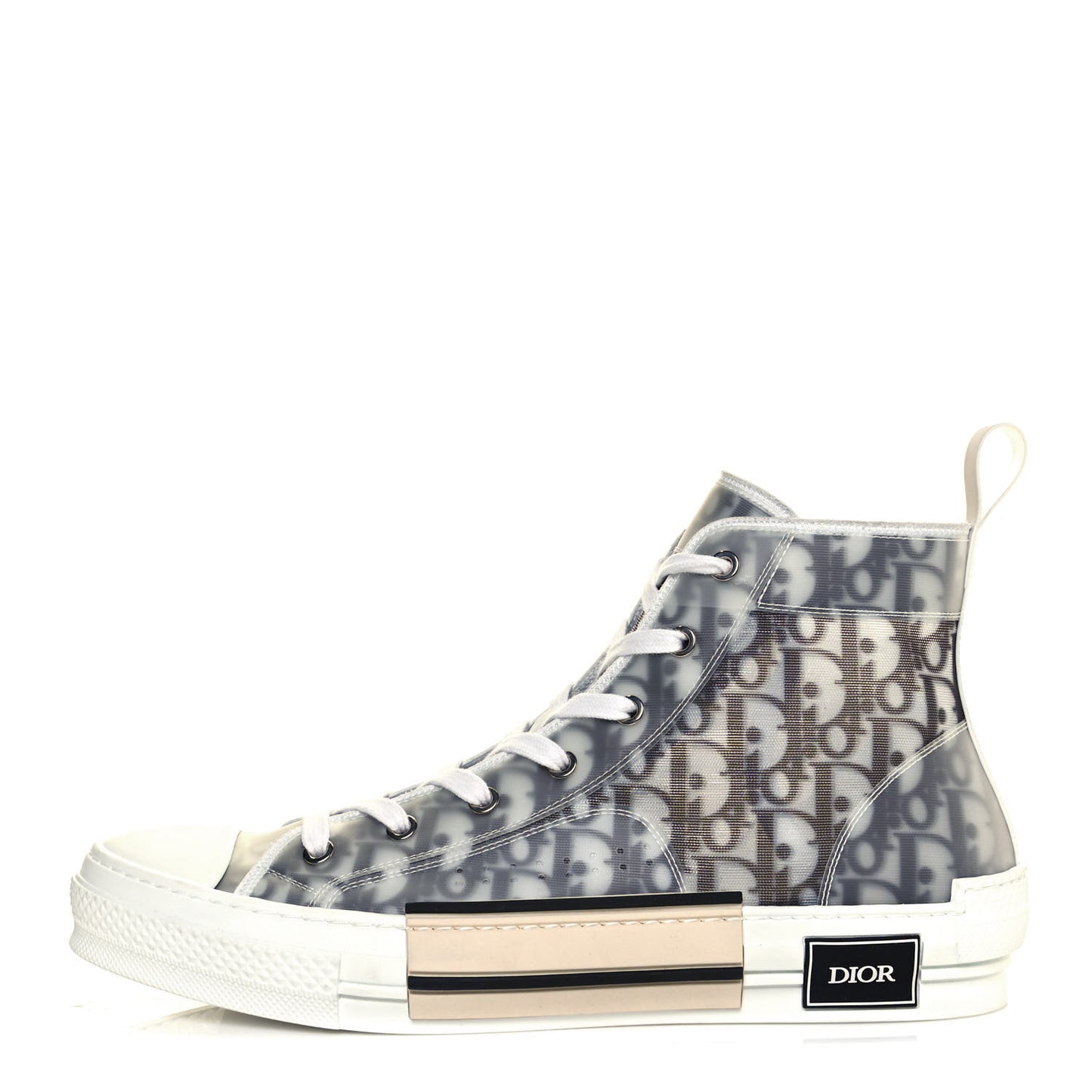 Technical Canvas Oblique Mens B23 High Top Sneakers 44 White Black