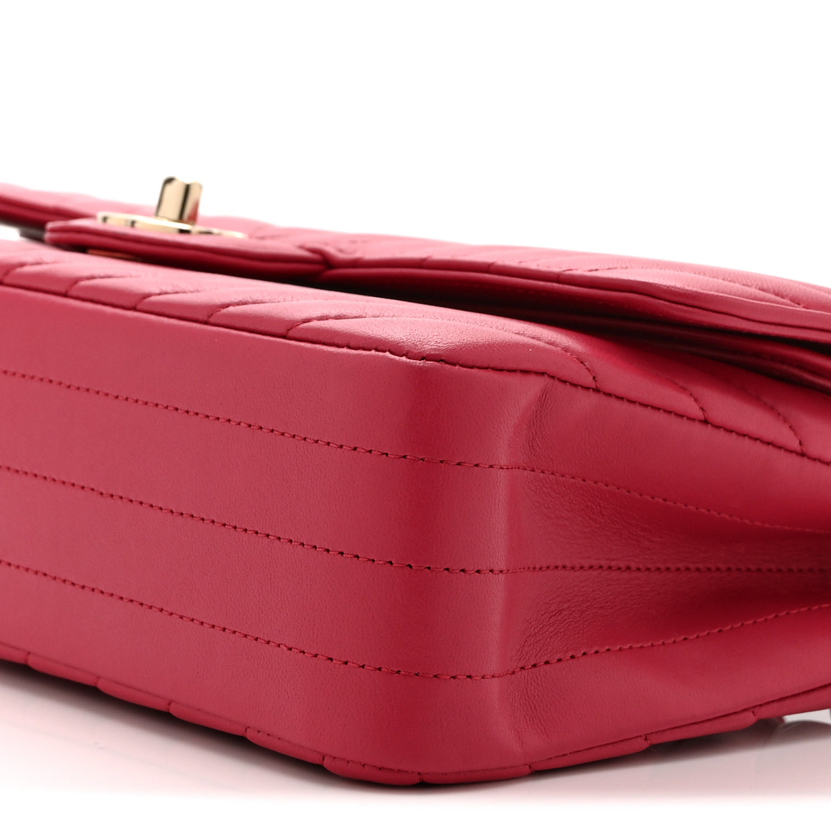 Lambskin Chevron Quilted Medium Double Flap Pink