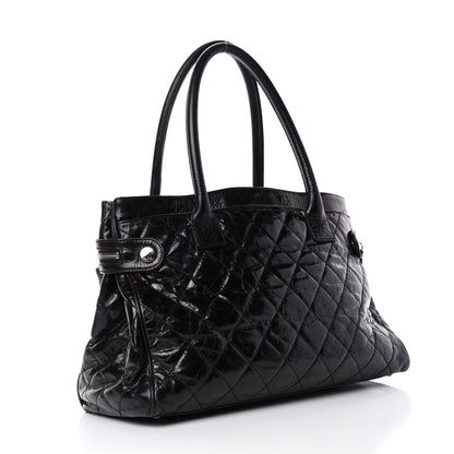 Chanel Glazed Calfskin Quilted Large New Portobello Tote Black 3 of 13
