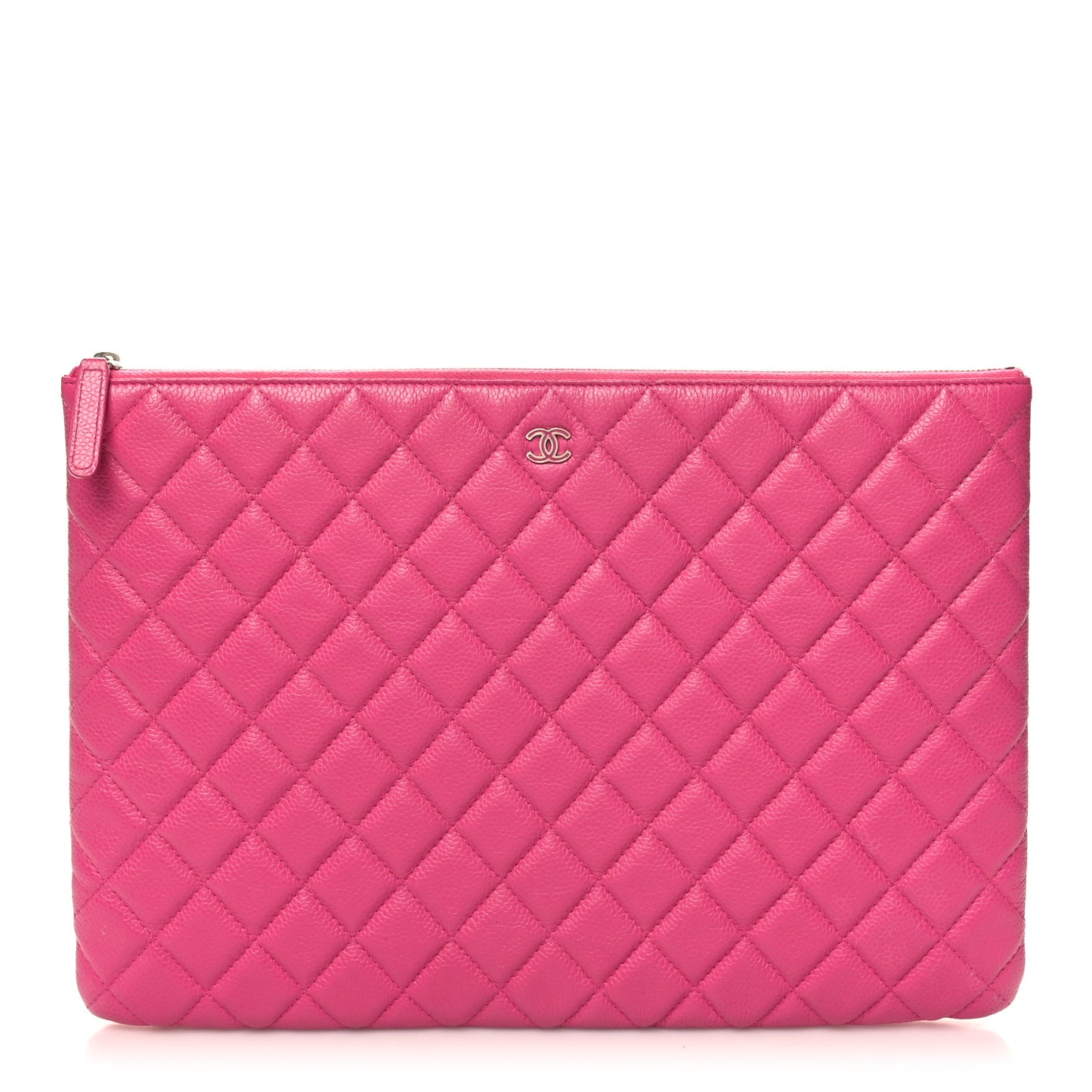 Caviar Quilted Large Cosmetic Case Pink