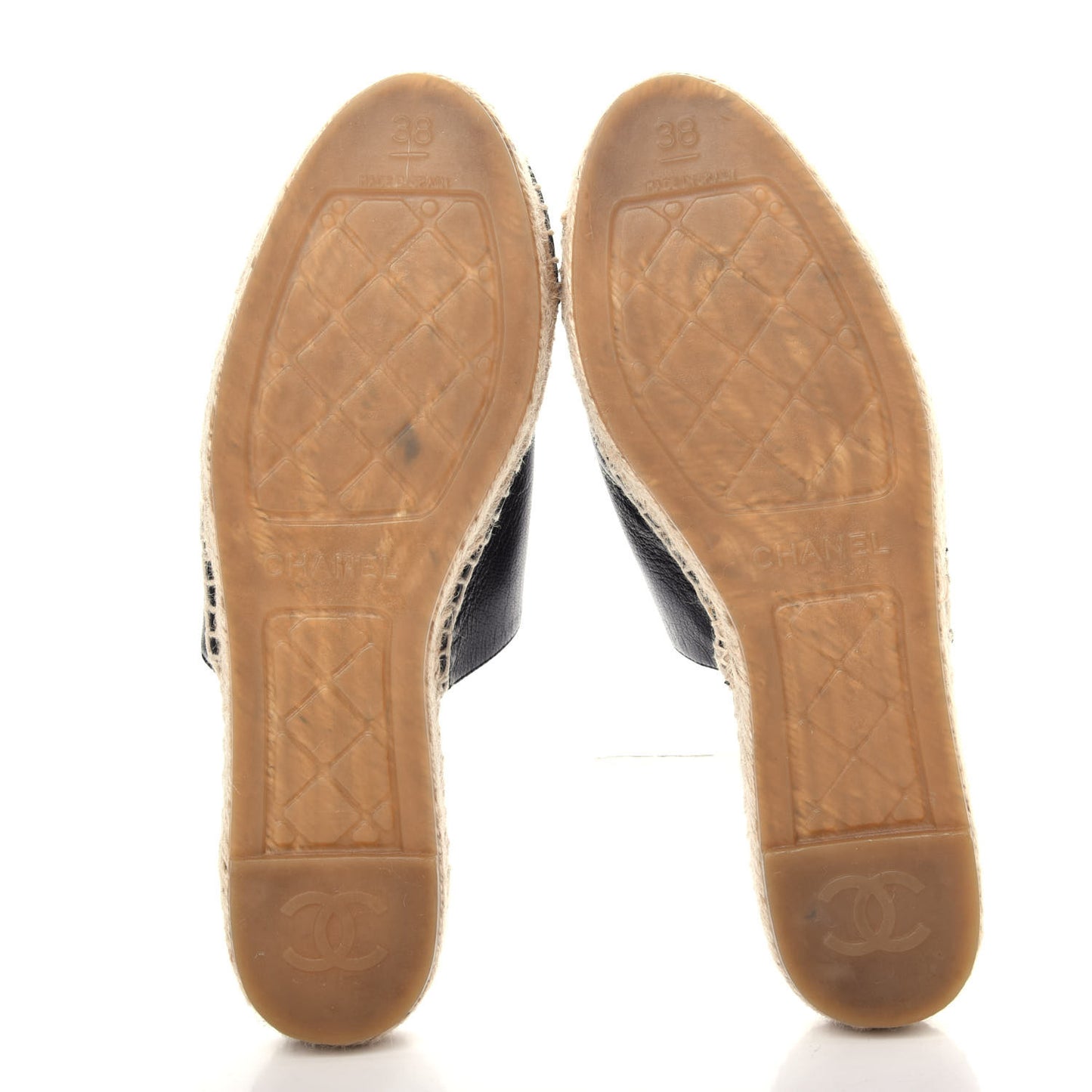 Goatskin Patent CC Espadrille Mules 38 Black