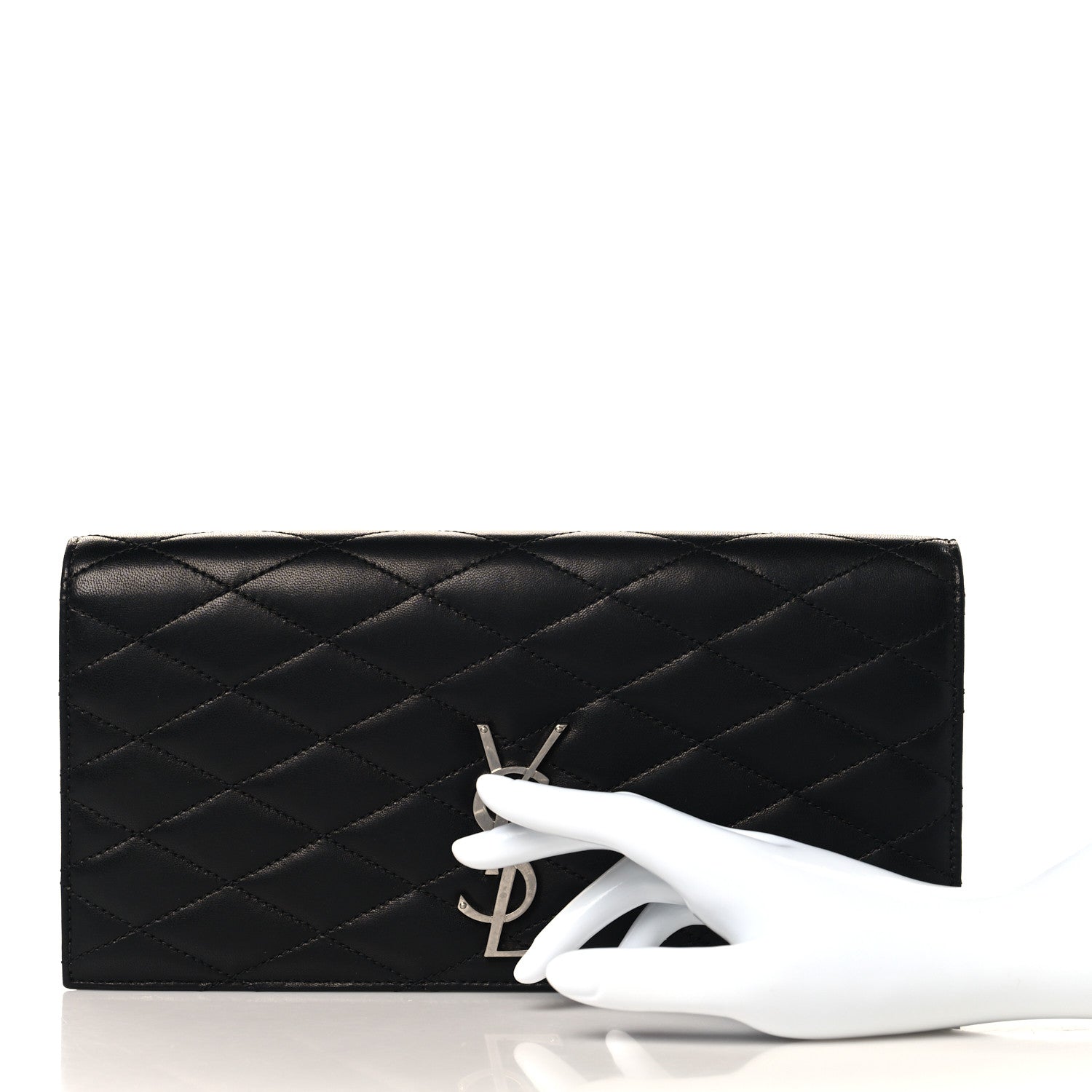 Saint Laurent Lambskin Quilted Kate Clutch Black 2 of 6