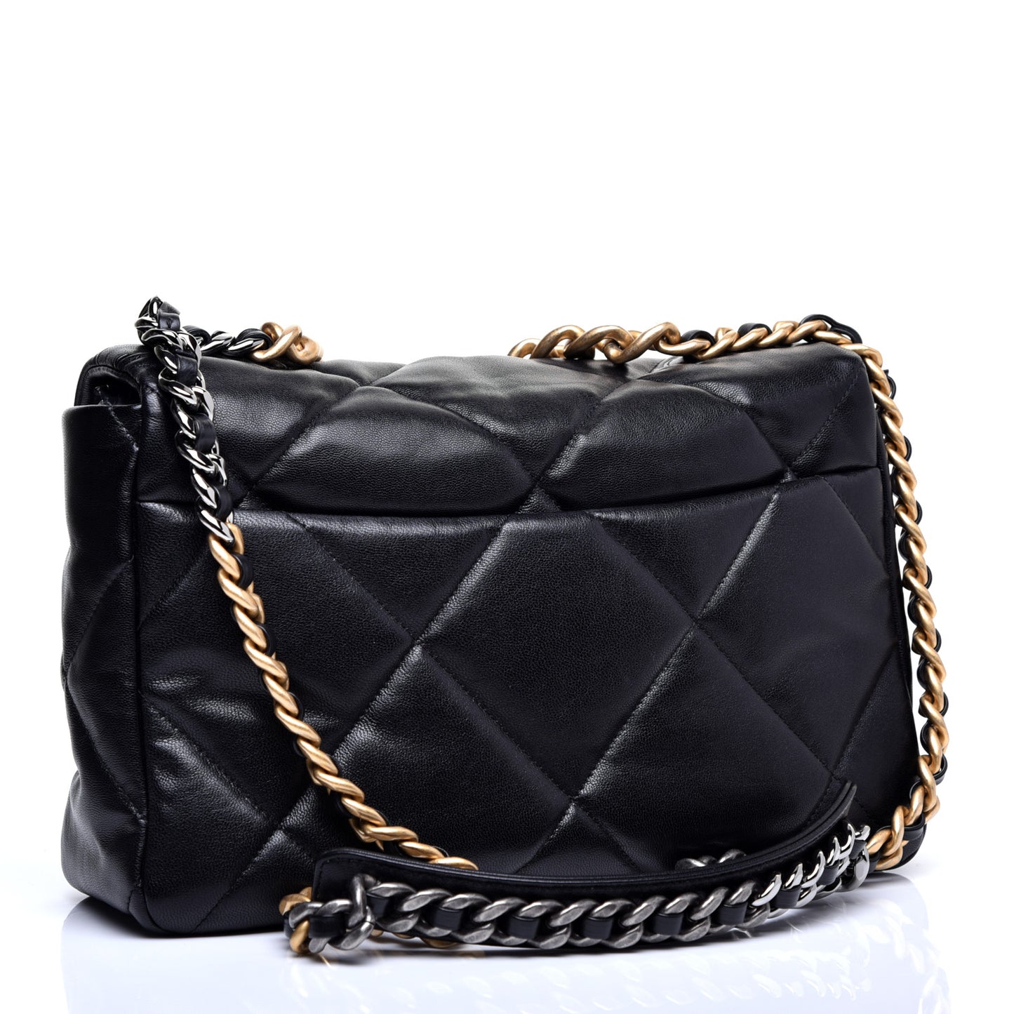 Goatskin Quilted Large 19 Flap Black