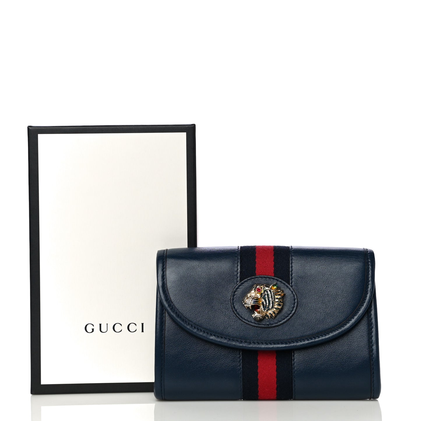Textured Calfskin Web Mini Rajah Slim Flap Shoulder Bag Blue