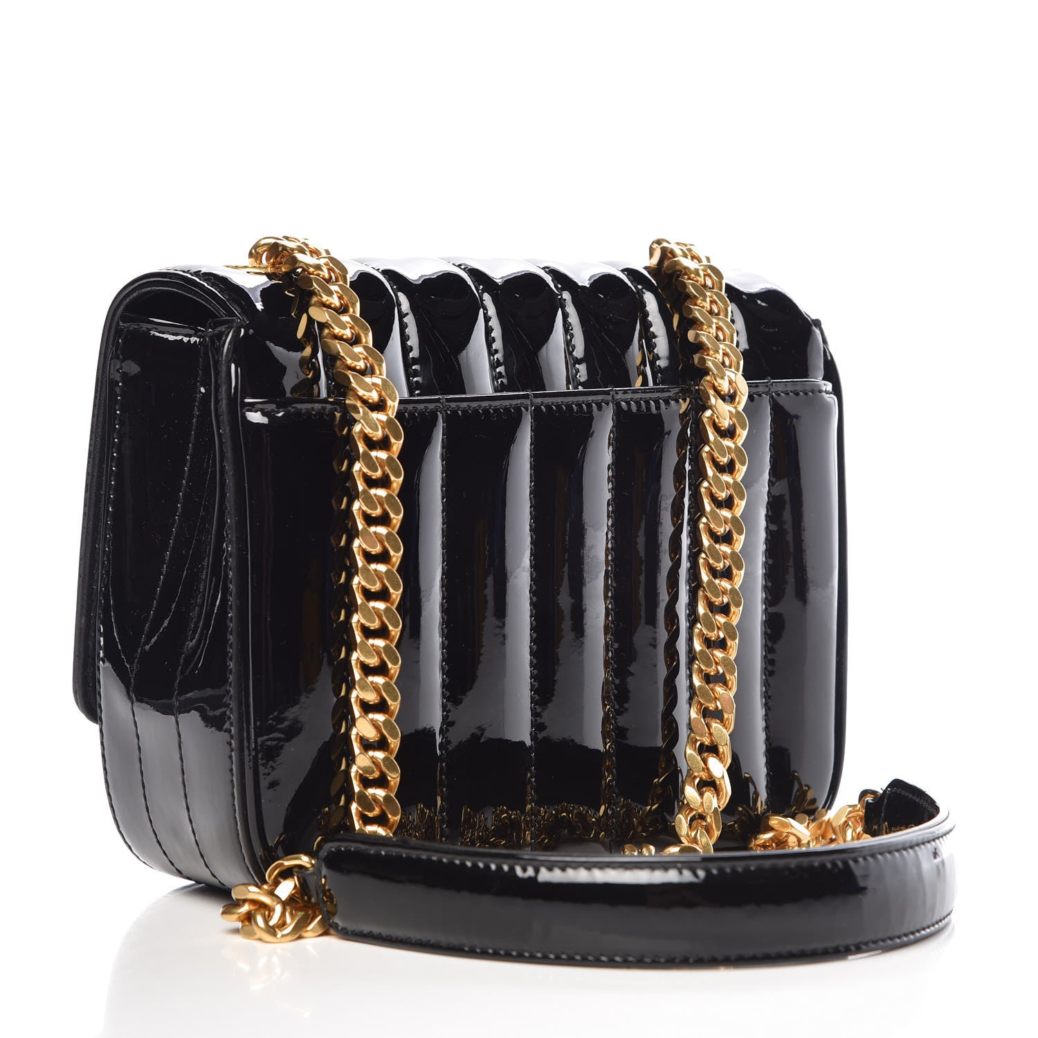 Saint Laurent Patent Calfskin Matelasse Monogram Small Vicky Chain Bag Black 3 of 11
