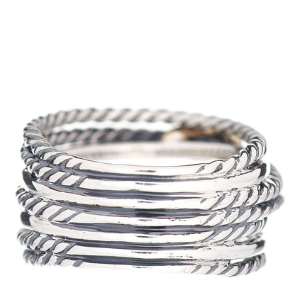 David Yurman Sterling Silver 18K Yellow Gold Double X Crossover Ring 52 6 3 of 4
