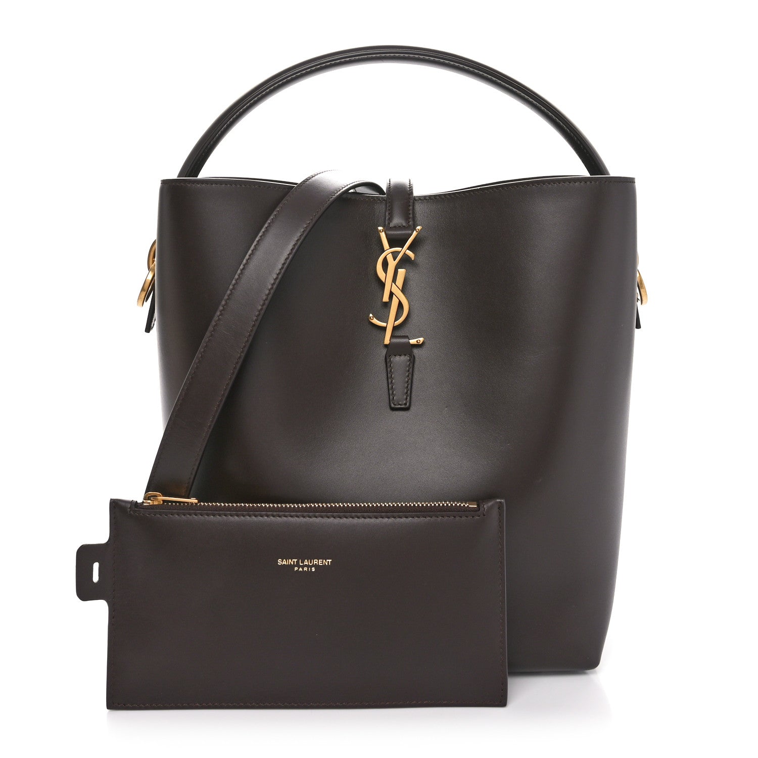Saint Laurent Shiny Calfskin Le 37 Bucket Bag Arabica 3 of 11