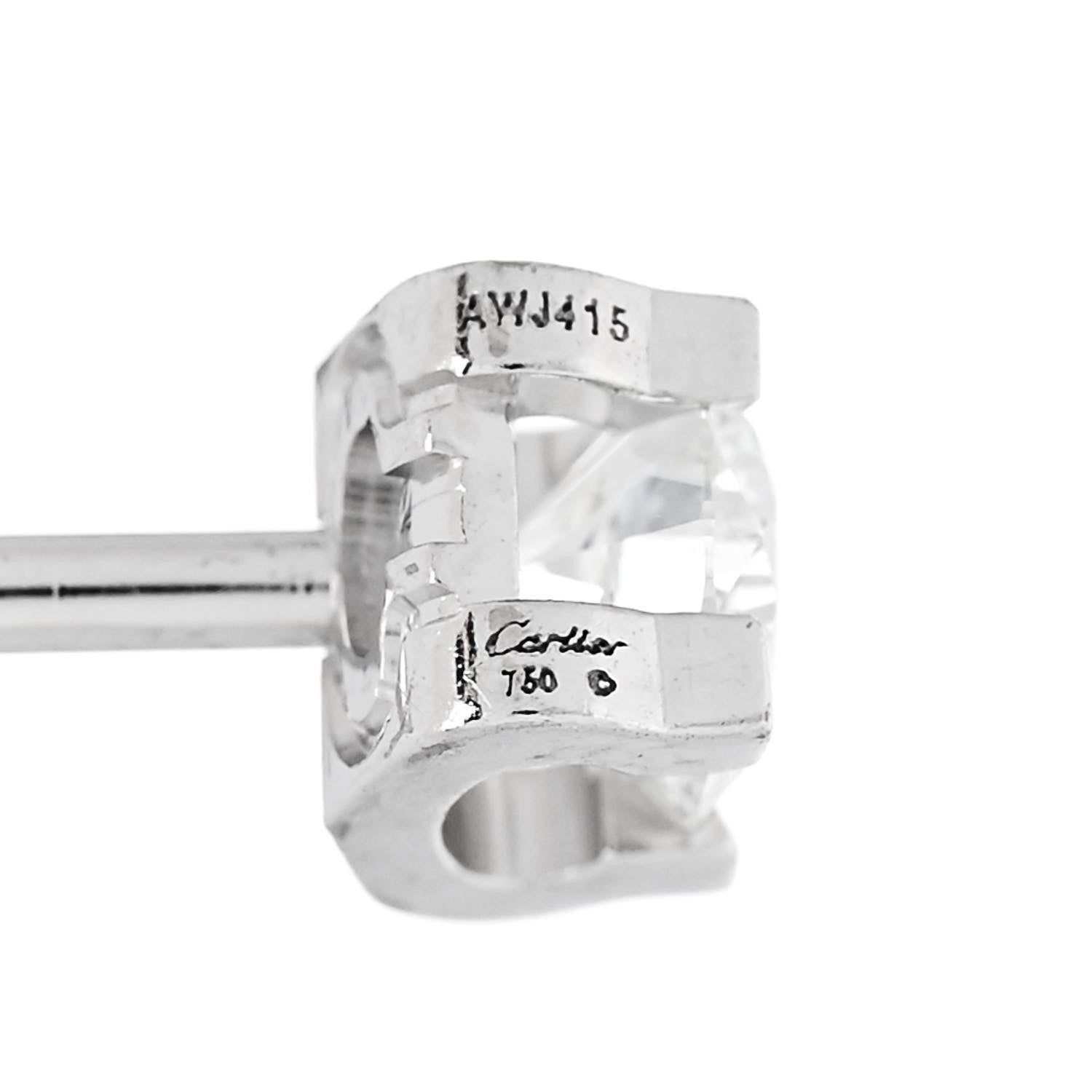 Cartier 18K White Gold Diamond .50ctw C De Cartier Earrings 4 of 5