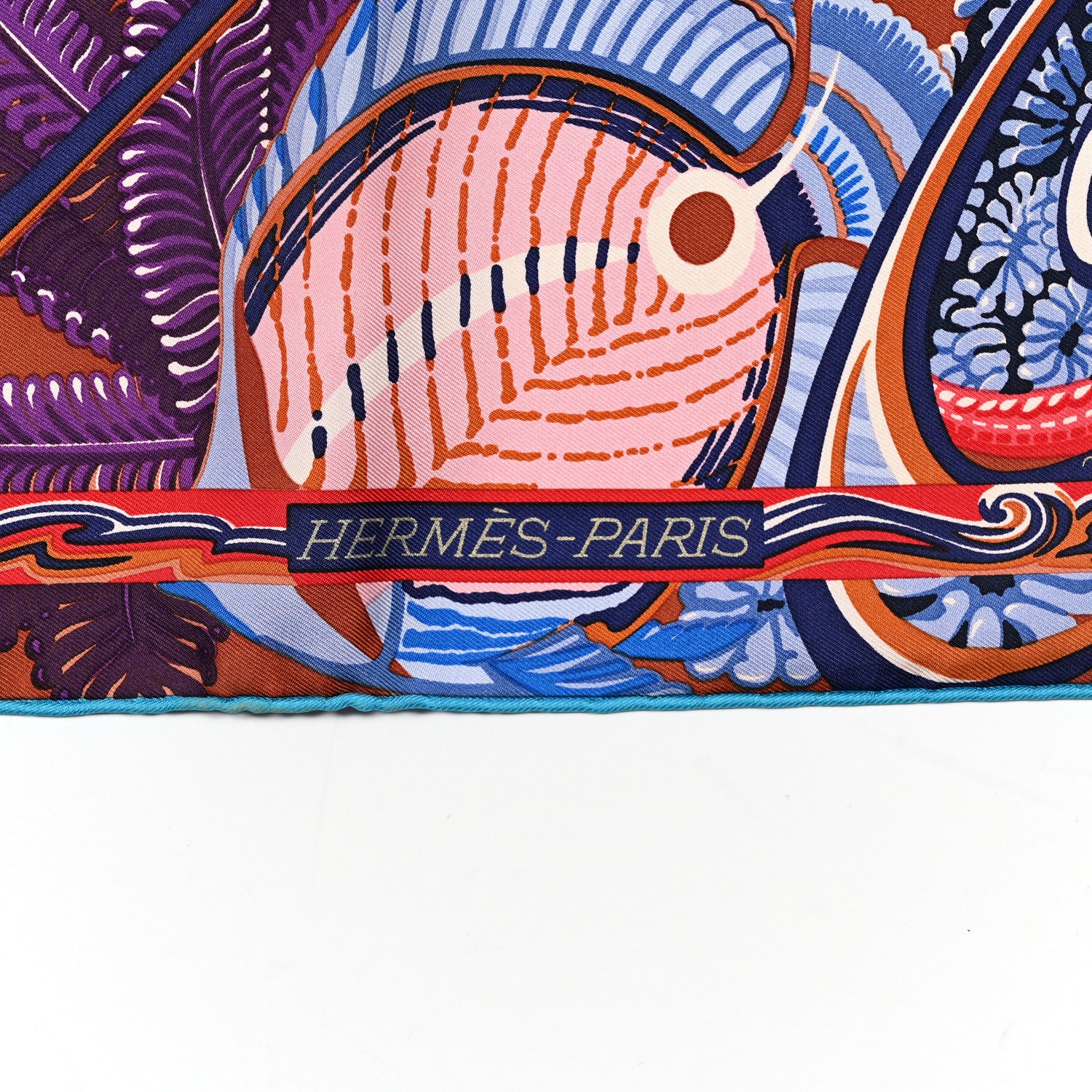 Hermes Silk De la Mer Au Ciel Scarf 90 Marron Vieux Rose Bleu 2 of 4