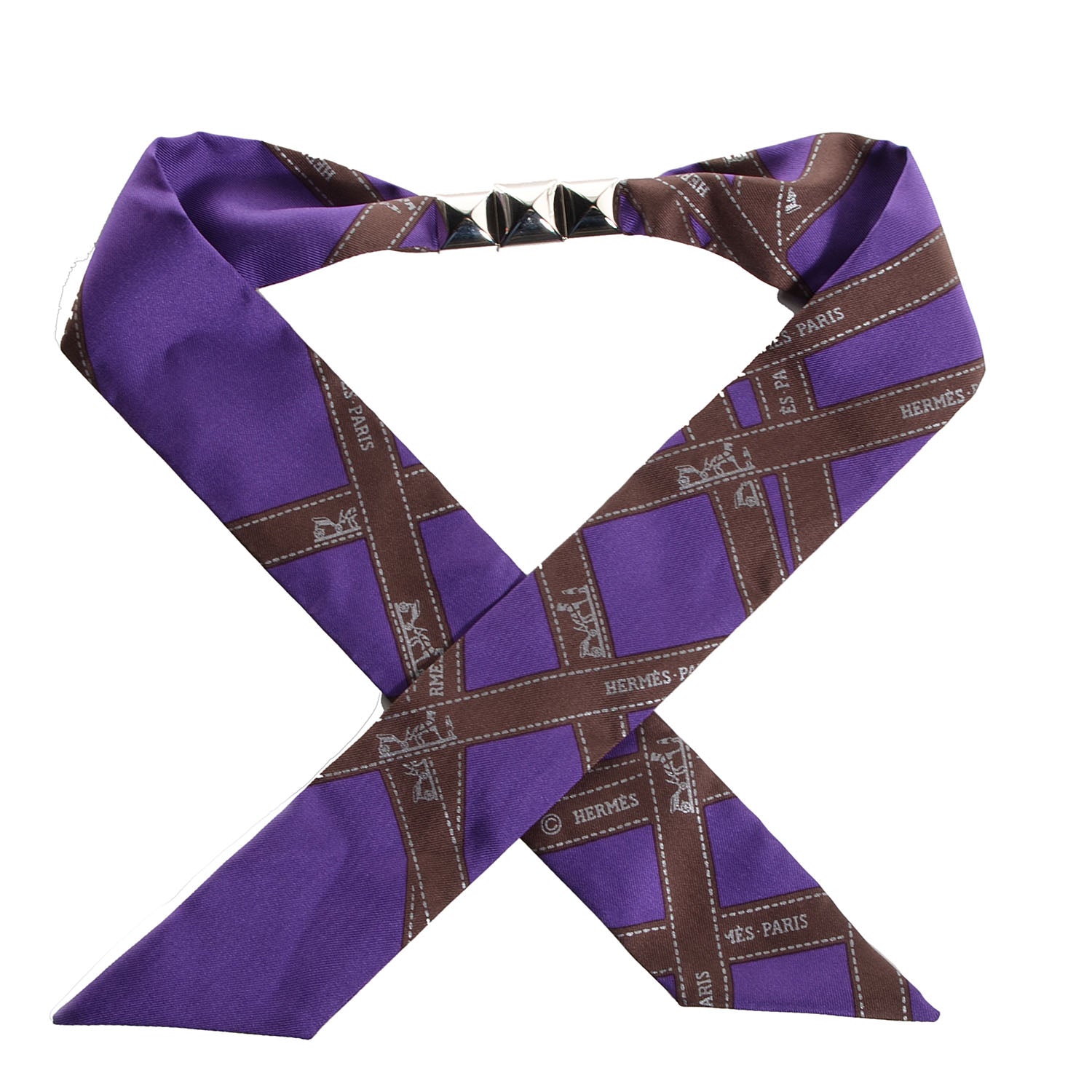 Hermes Palladium Medor Bolduc Twilly Scarf Ring Set Purple 1 of 7