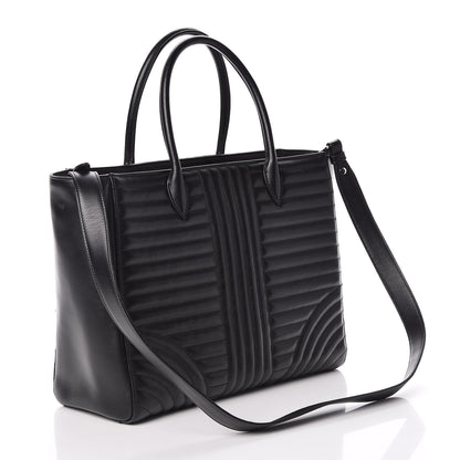 Prada Soft Calfskin Impunture Diagramme Tote Black 3 of 8
