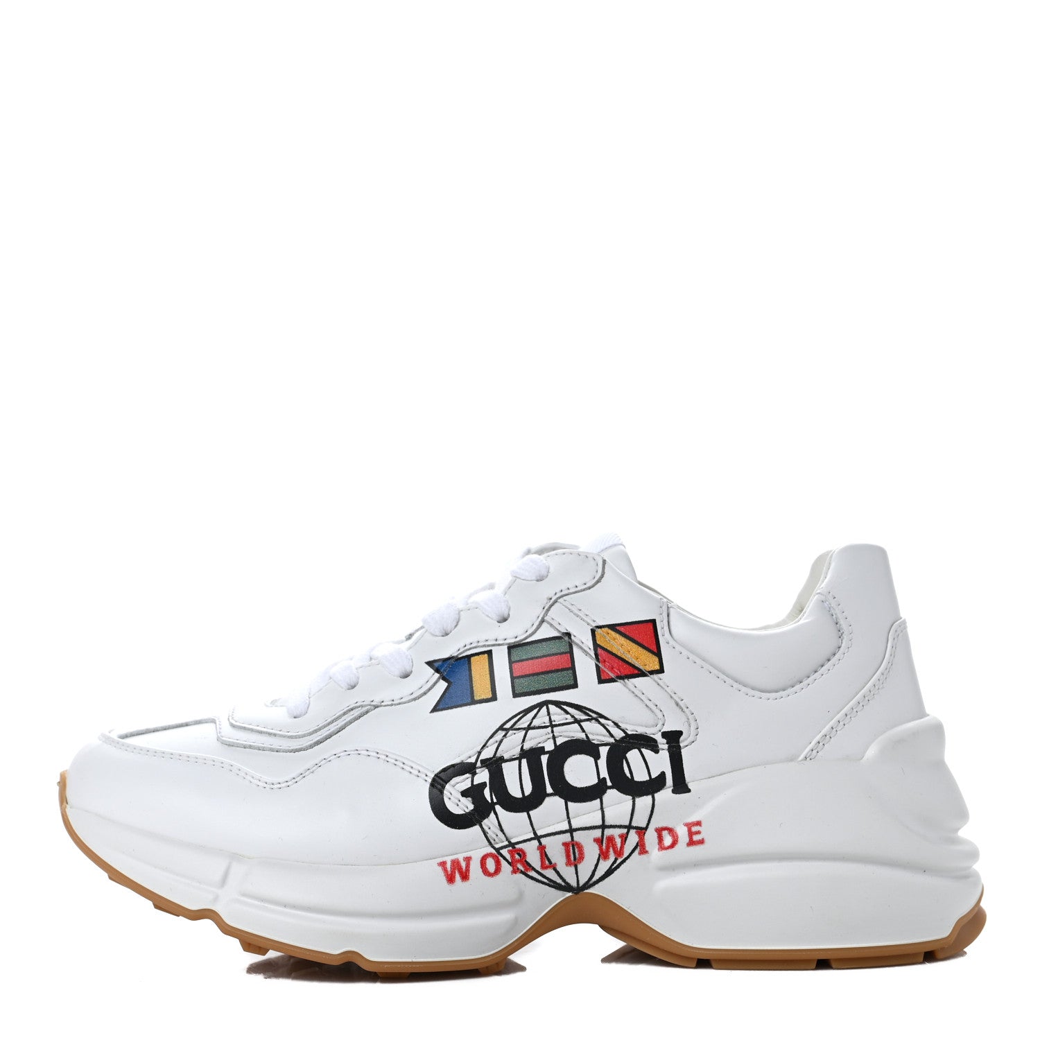Gucci Calfskin Worldwide Womens Rhyton Sneakers 36.5 Great White 1 of 7