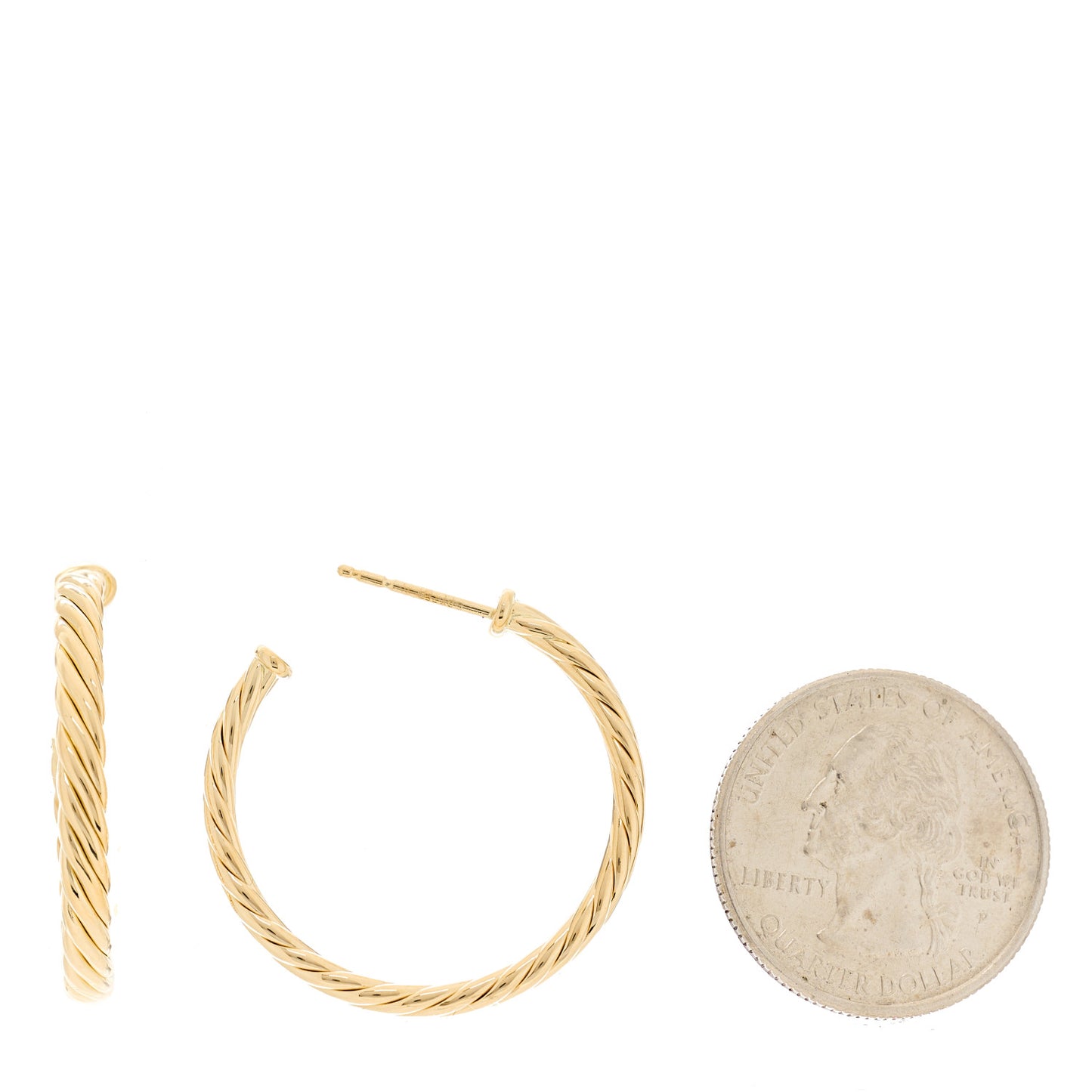 18K Yellow Gold Small Cablespira Hoop Earrings