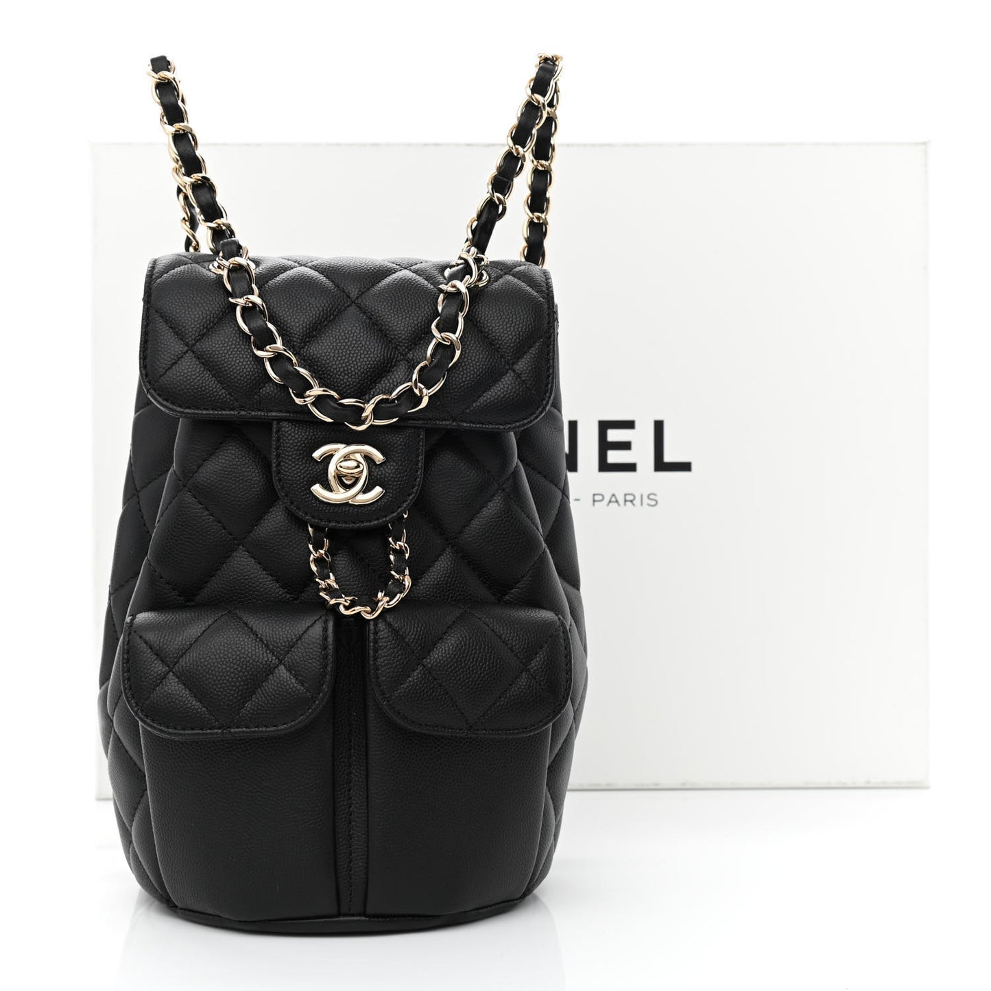 Caviar Quilted Pockets Backpack Black