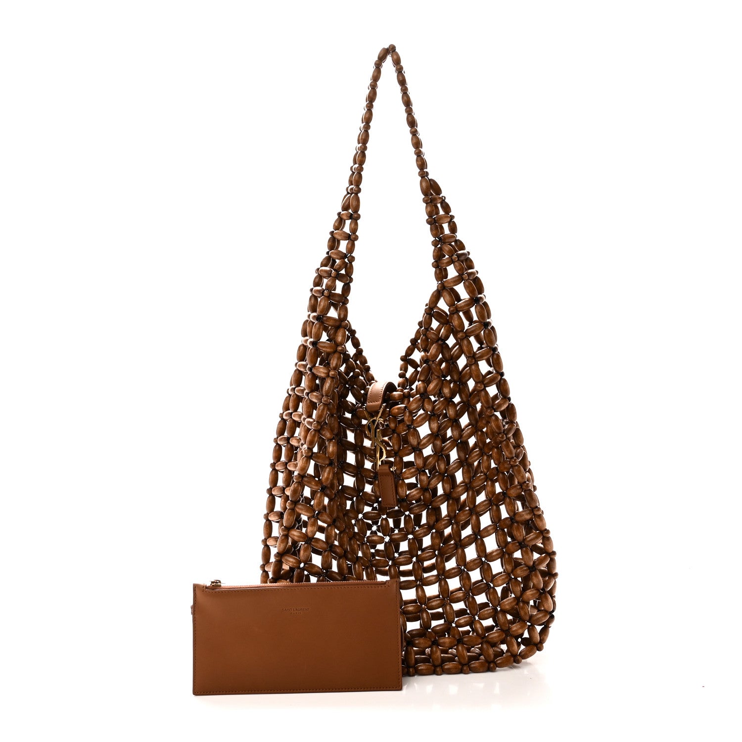 Saint Laurent Wood Bead Large Le 5 A 7 Soft Hobo Light Wood 3 of 11