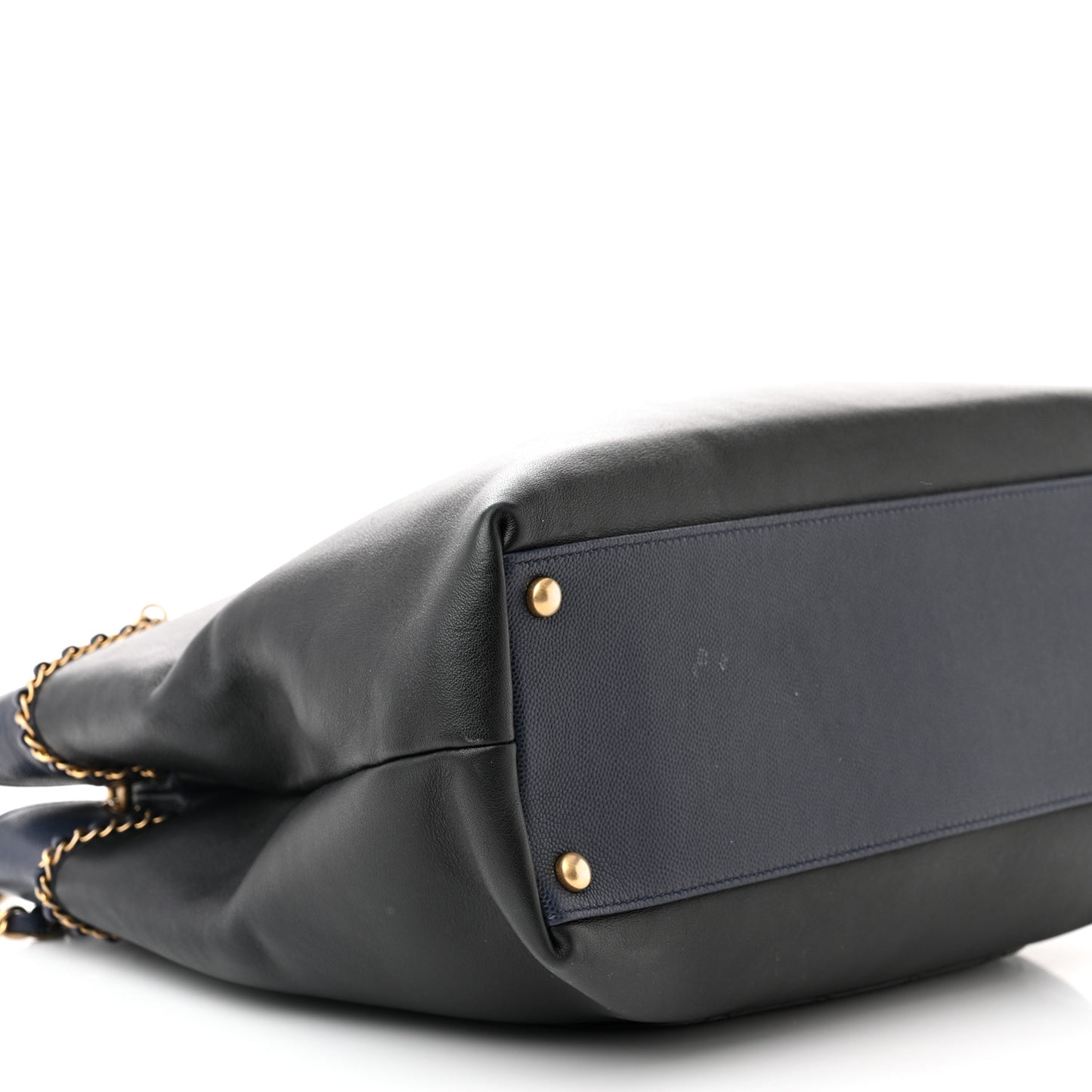 Lambskin Caviar Lovely Chains Shopping Tote Black Navy