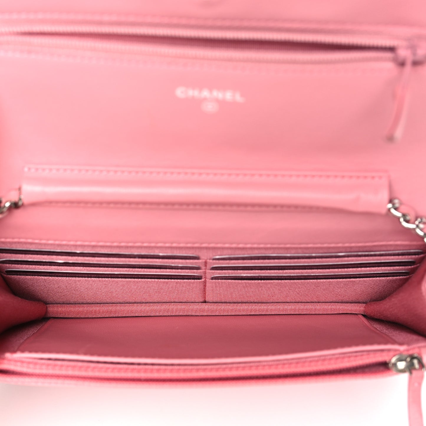 Lambskin Quilted Wallet On Chain WOC Pink