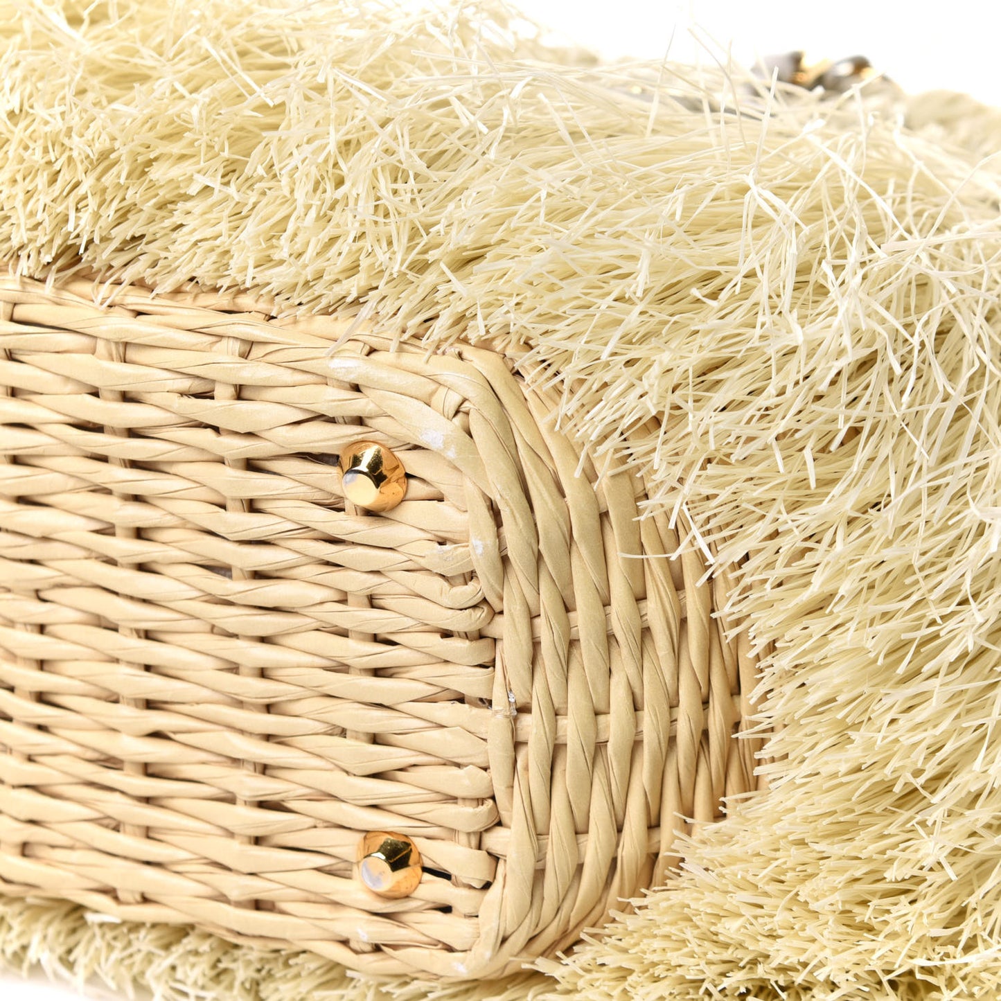 Wicker Woven Straw Fringe Small Convertible Basket Bag Naturale