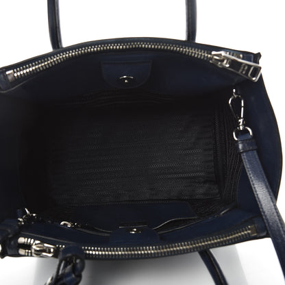 Prada Glace Calf Small Twin Pocket Tote Baltico 5 of 12
