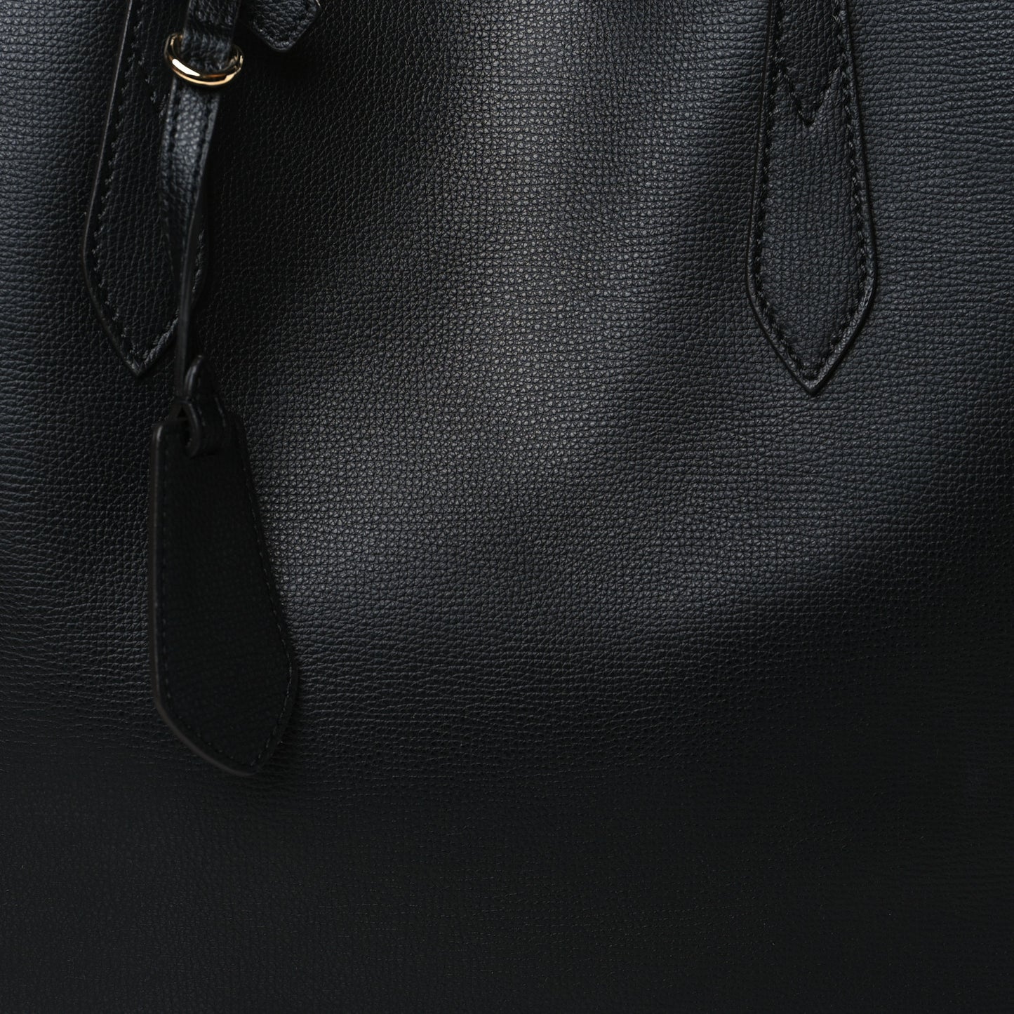 Grainy Calfskin Haymarket Check Small Reversible Tote Black