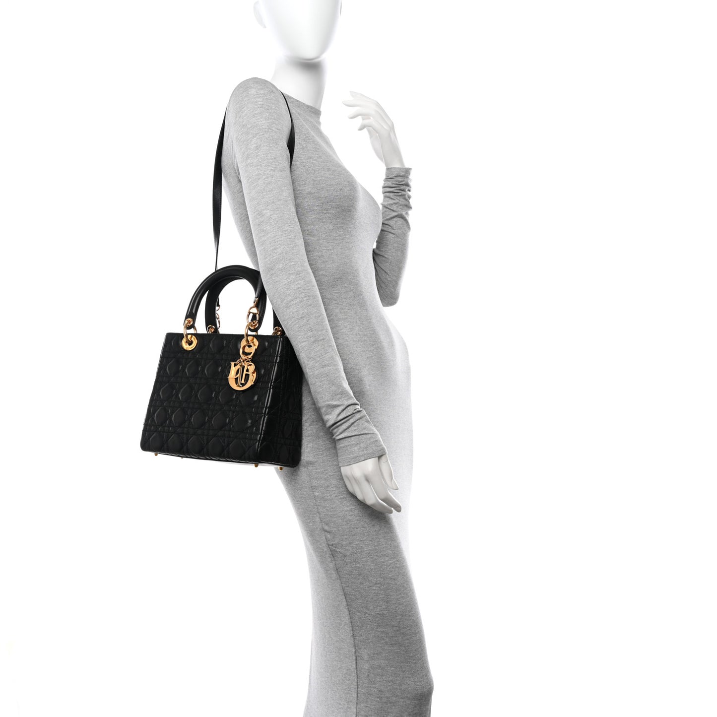 Lambskin Cannage Medium Lady Dior Black