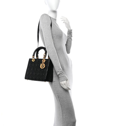 Christian Dior Lambskin Cannage Medium Lady Dior Black 2 of 10