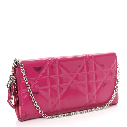 Christian Dior Patent Cannage Lady Dior Rendezvous Wallet On Chain Fuchsia 3 of 10
