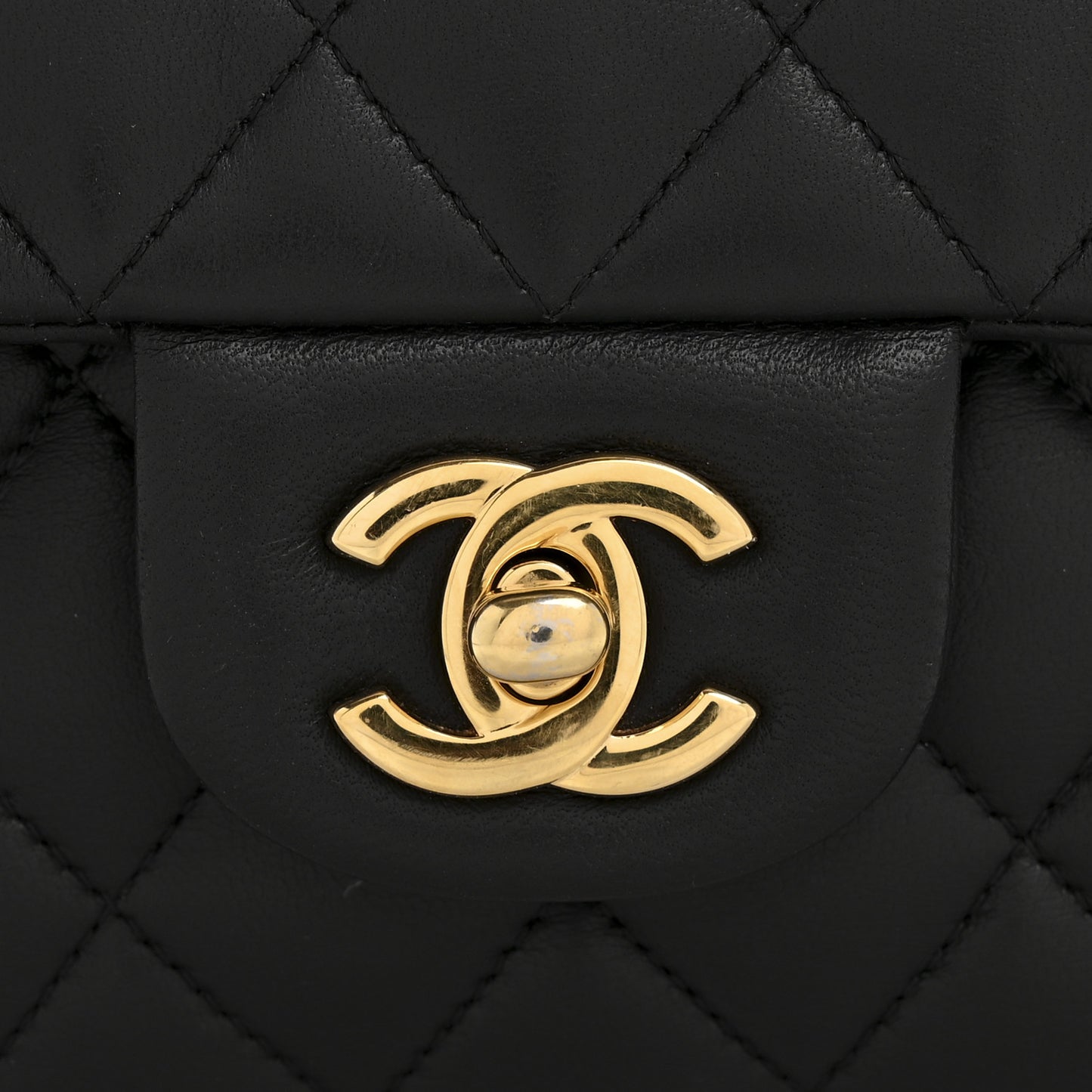 Lambskin Quilted Small Double Flap Black