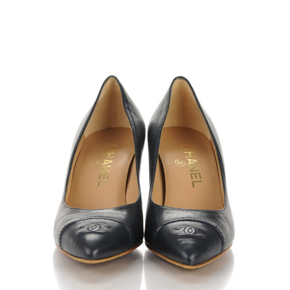 Chanel Lambskin Cap Toe CC Pumps 37 Blue Fonce 2 of 7