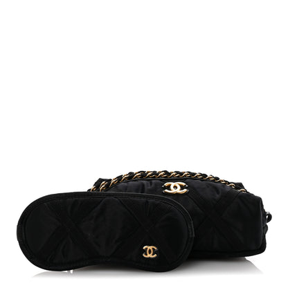 Chanel Nylon Grosgrain Lifestyle Pouch With Sleep Mask Black 3 of 8